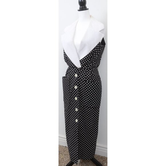 VTG 80s Geary Roark Kamisato Polka Dot Cotton Dress Buttons USA Made Size 12 - Picture 3 of 15